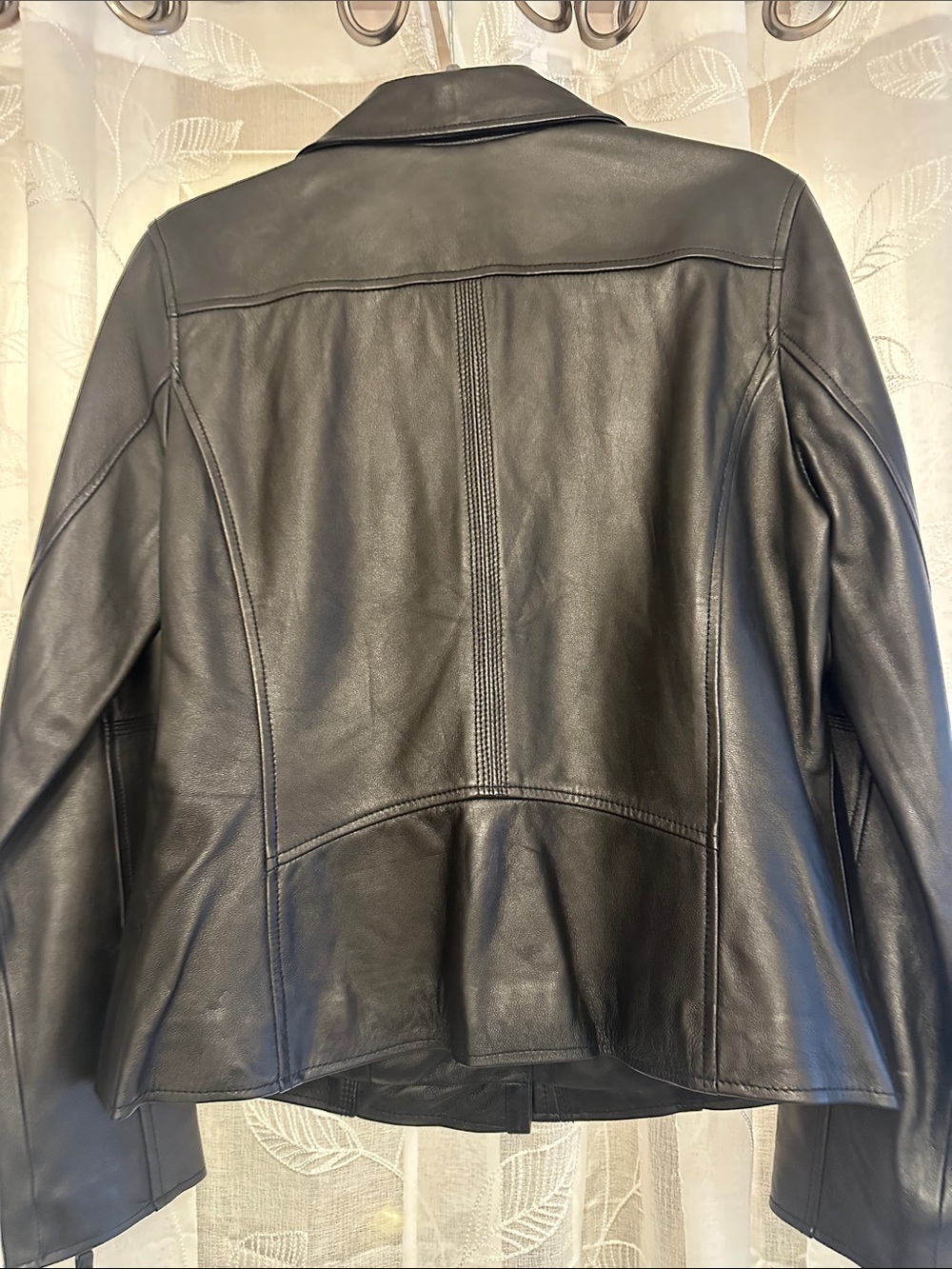 Charter Club Black Leather Moto-Style Zip Jacket - Picture 9 of 16